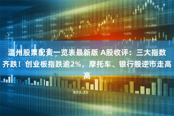 温州股票配资一览表最新版 A股收评：三大指数齐跌！创业板指跌逾2%，摩托车、银行股逆市走高